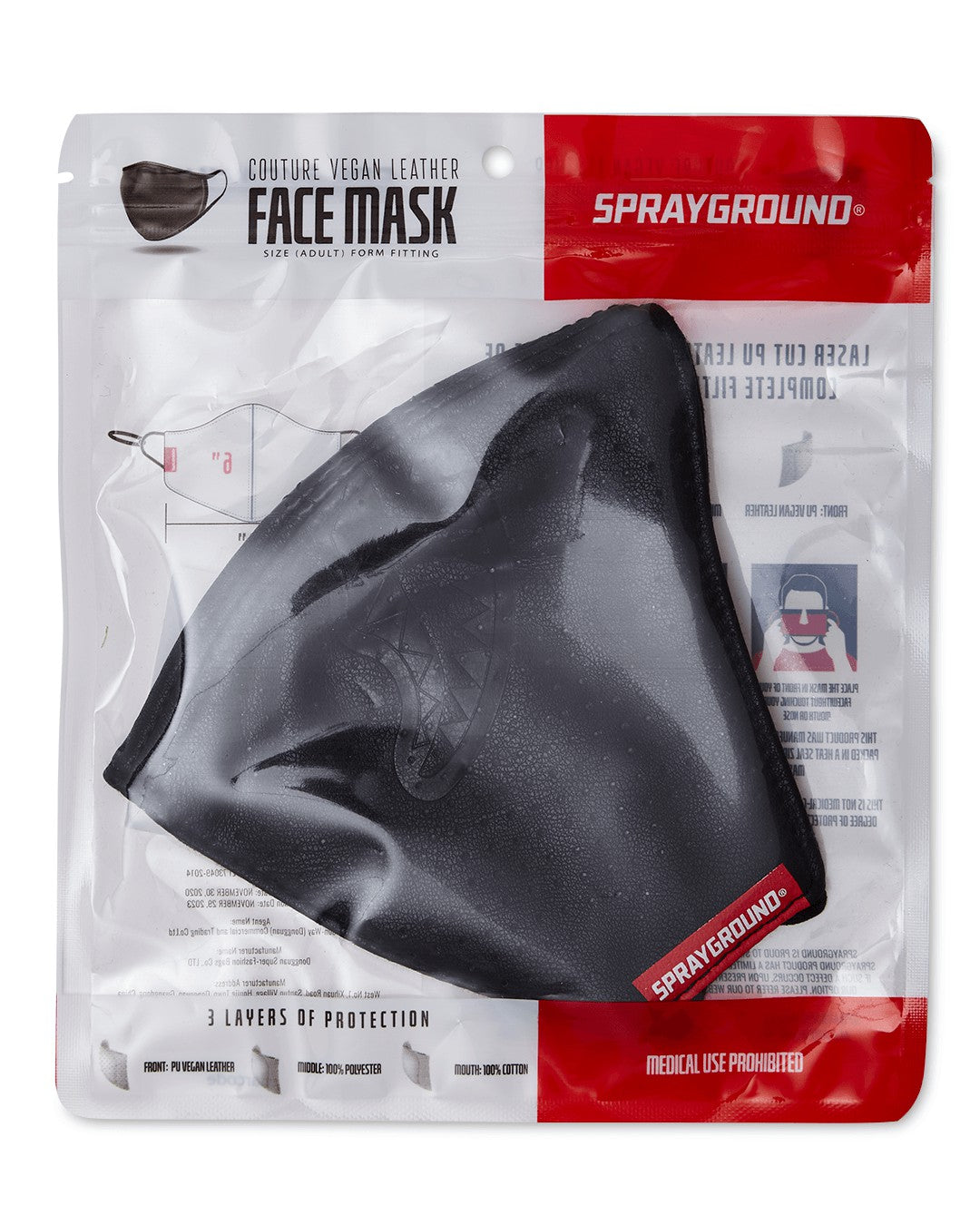 MIDNIGHT SHARK VEGAN LEATHER FACEMASK | Sprayground Clearance