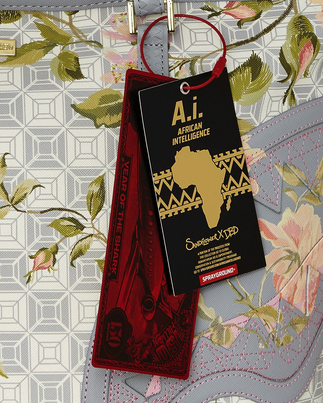 A.I. AFRICAN INTELLIGENCE ELEGANT ENERGY TOTE - SANDFLOWER COLLAB | Sprayground Clearance