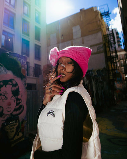 PINK LIL BEAR PUFF BEANIE | Sprayground sale