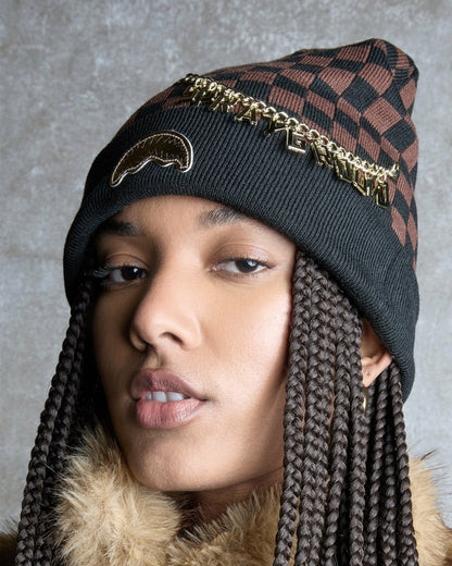 GOLD CHAIN CHECK BEANIE | Sprayground Discount