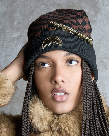 GOLD CHAIN CHECK BEANIE | Sprayground Discount