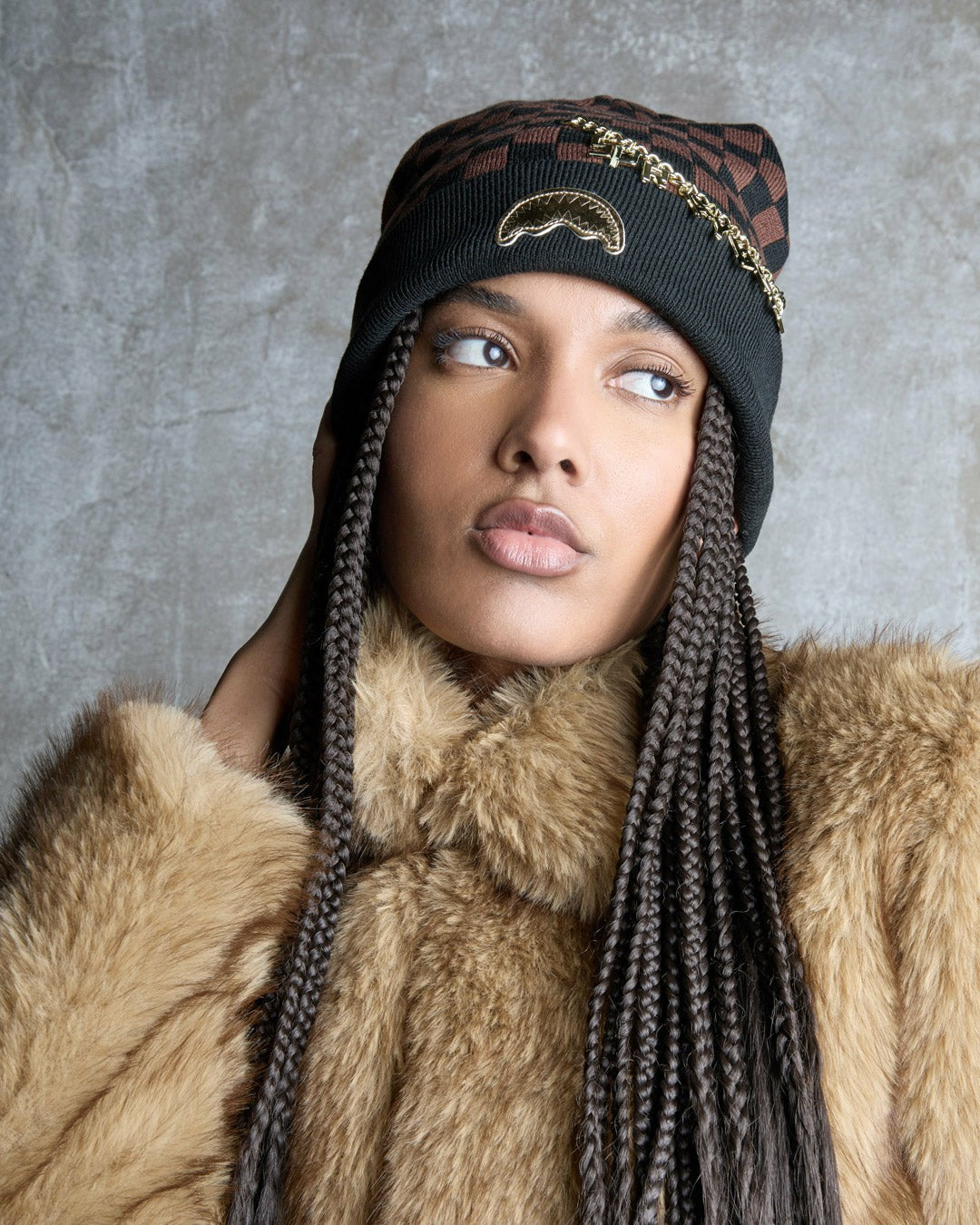 GOLD CHAIN CHECK BEANIE | Sprayground Discount