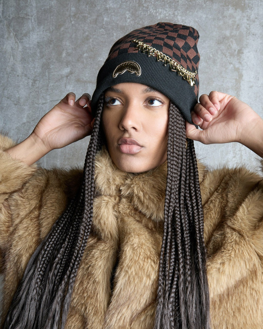GOLD CHAIN CHECK BEANIE | Sprayground Discount