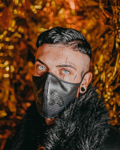 MIDNIGHT SHARK VEGAN LEATHER FACEMASK | Sprayground Clearance