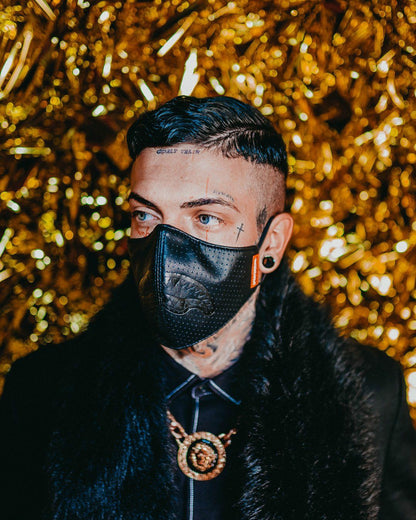 MIDNIGHT SHARK VEGAN LEATHER FACEMASK | Sprayground Clearance