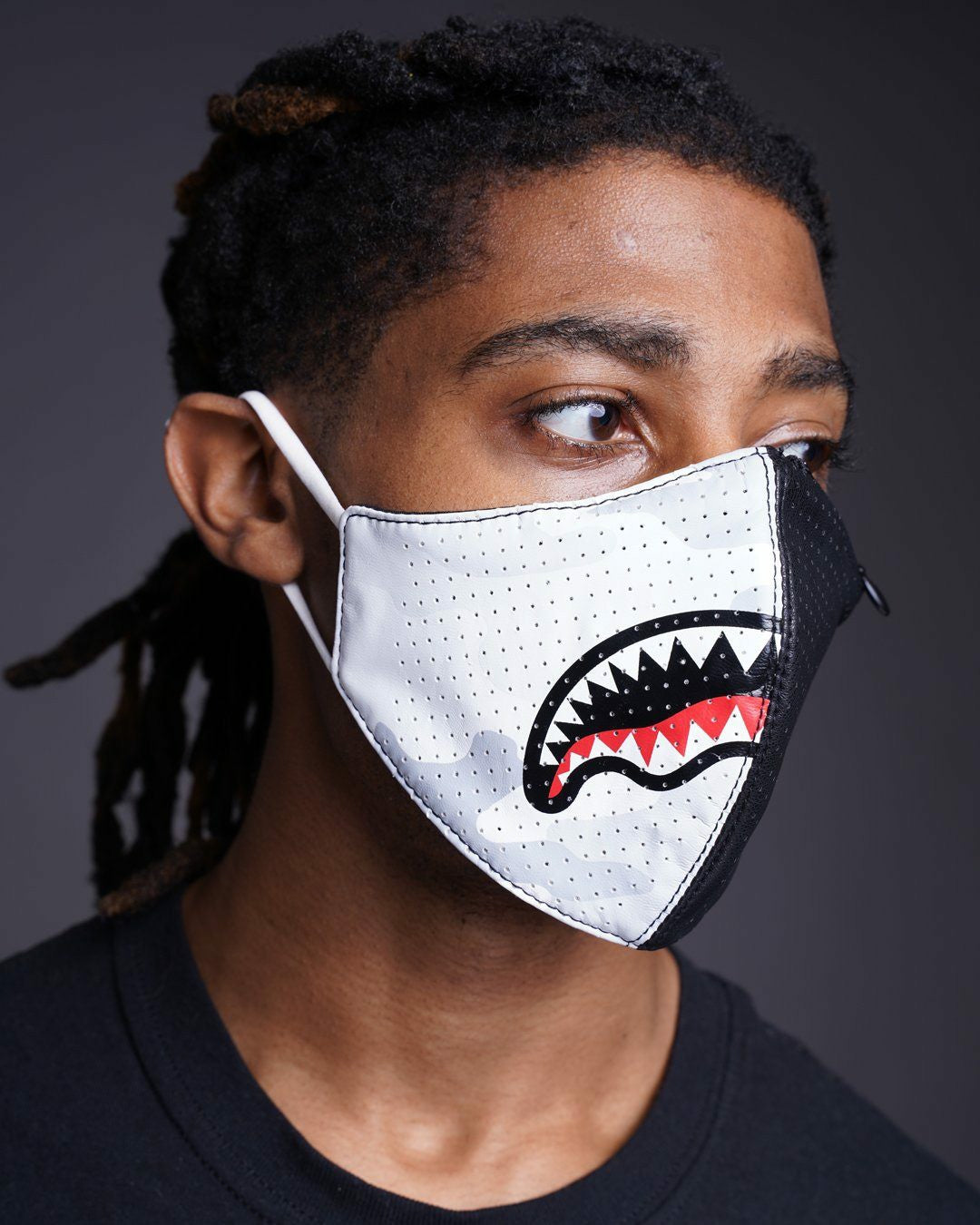DAMAGE CONTROL STASH POCKET VEGAN LEATHER FACE MASK | Sprayground sale