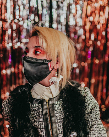 DAMAGE CONTROL STASH POCKET VEGAN LEATHER FACE MASK | Sprayground sale