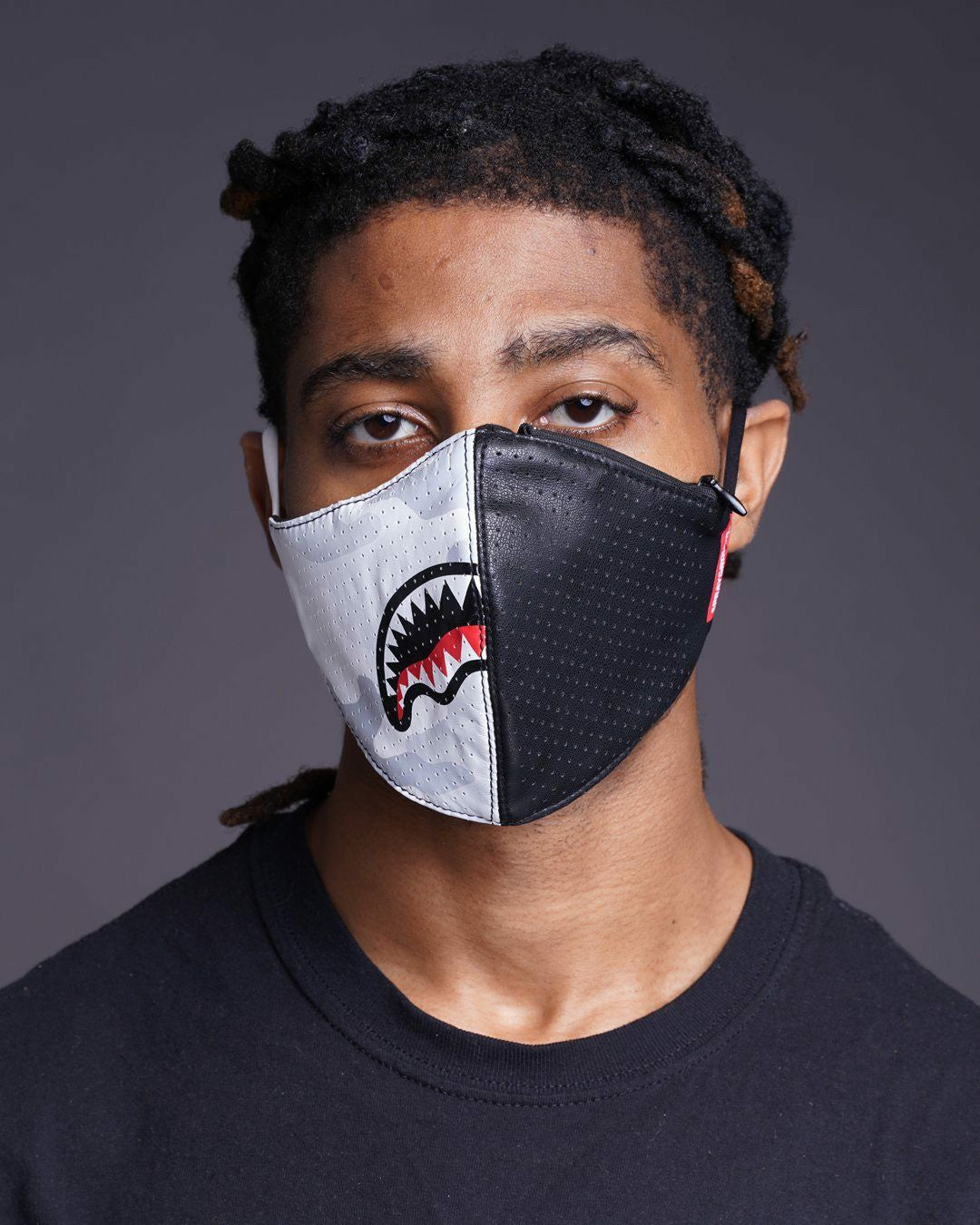 DAMAGE CONTROL STASH POCKET VEGAN LEATHER FACE MASK | Sprayground sale