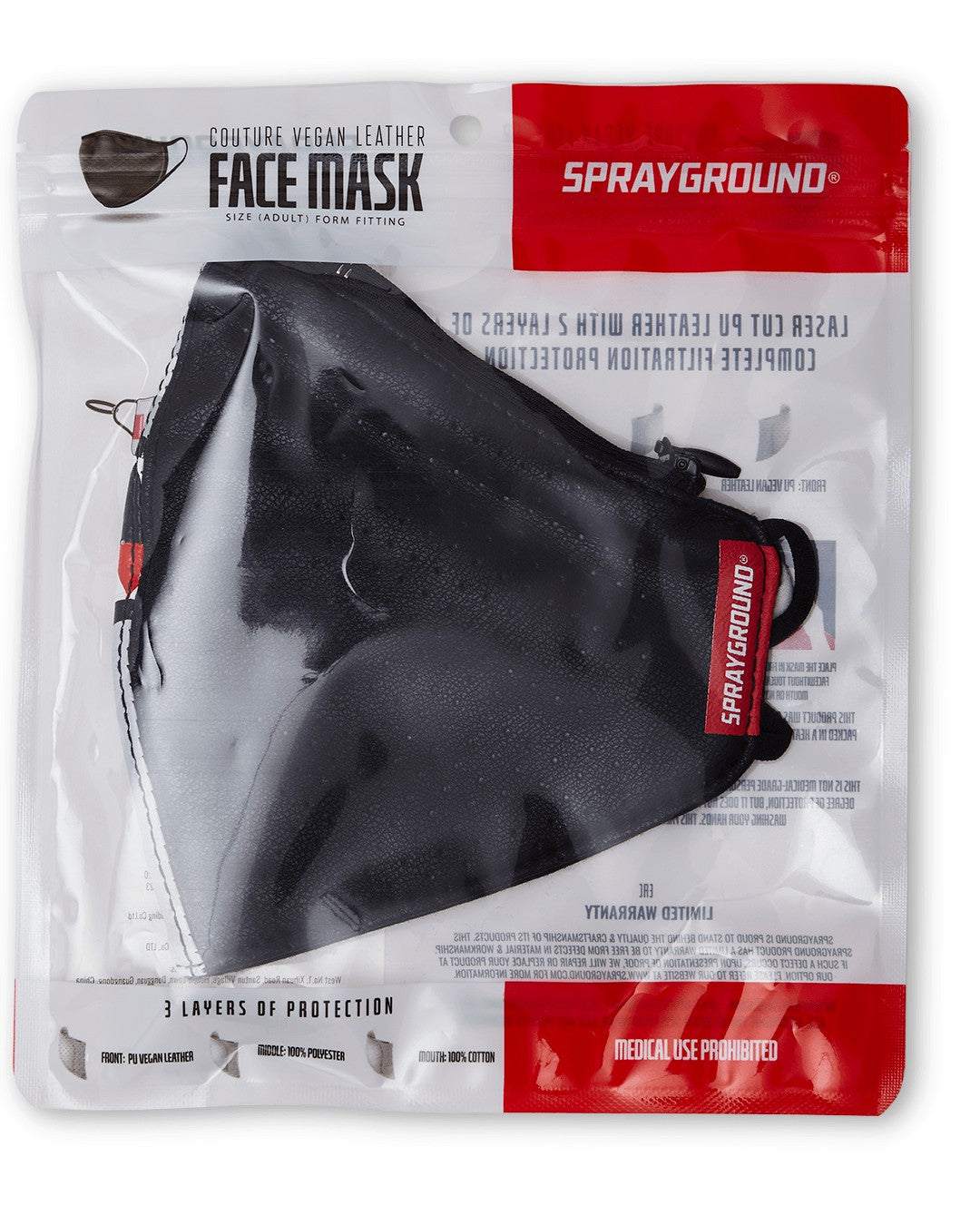 DAMAGE CONTROL STASH POCKET VEGAN LEATHER FACE MASK | Sprayground sale