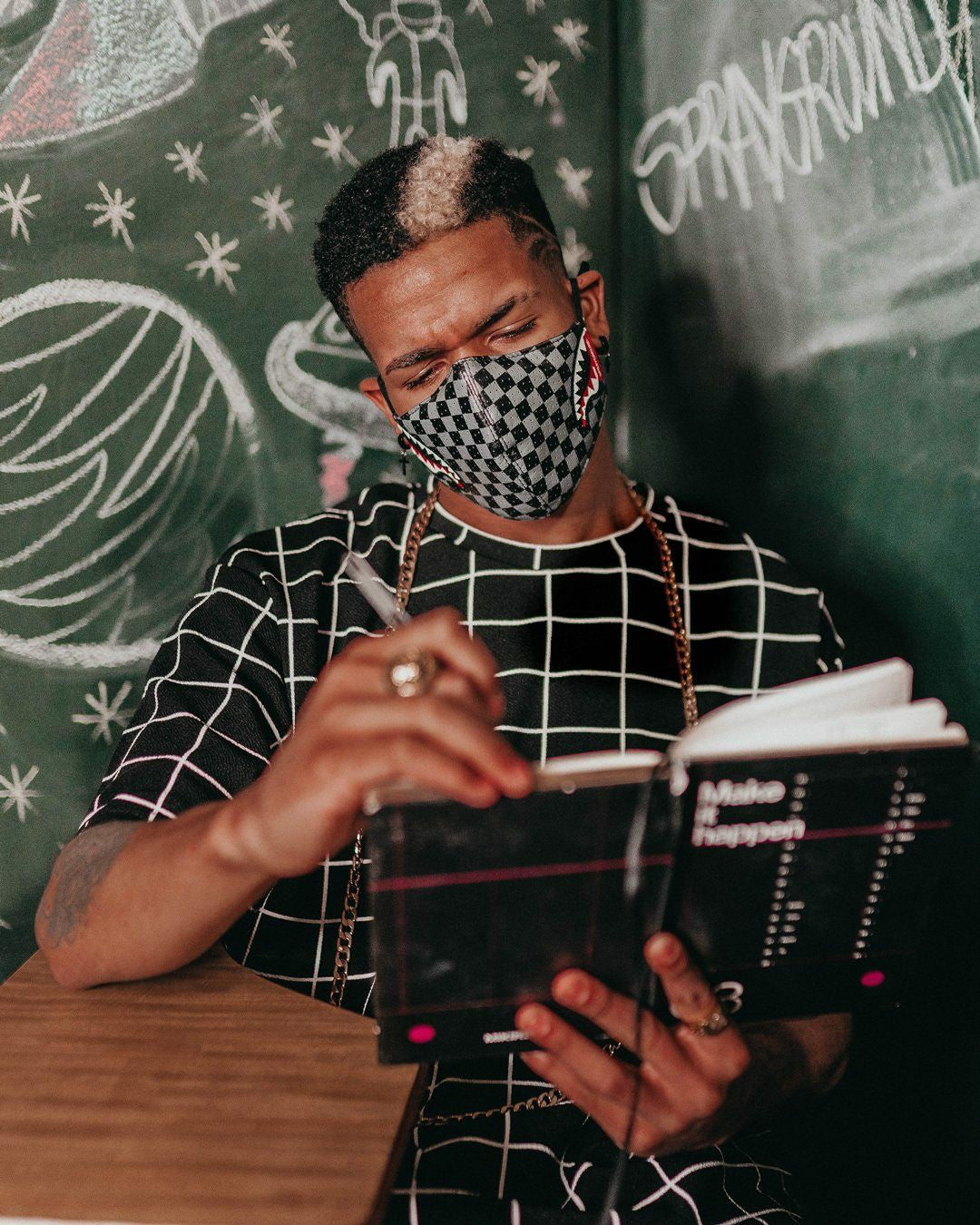 SHARKS IN PARIS (GRAY) VEGAN LEATHER FACE MASK | Sprayground US