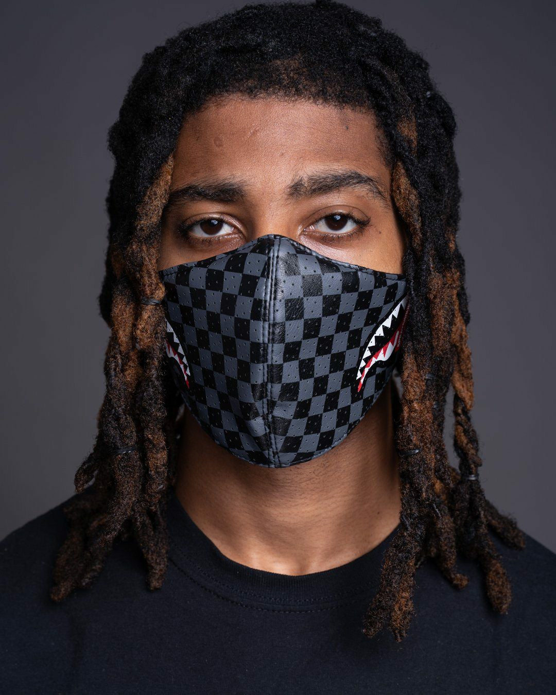 SHARKS IN PARIS (GRAY) VEGAN LEATHER FACE MASK | Sprayground US