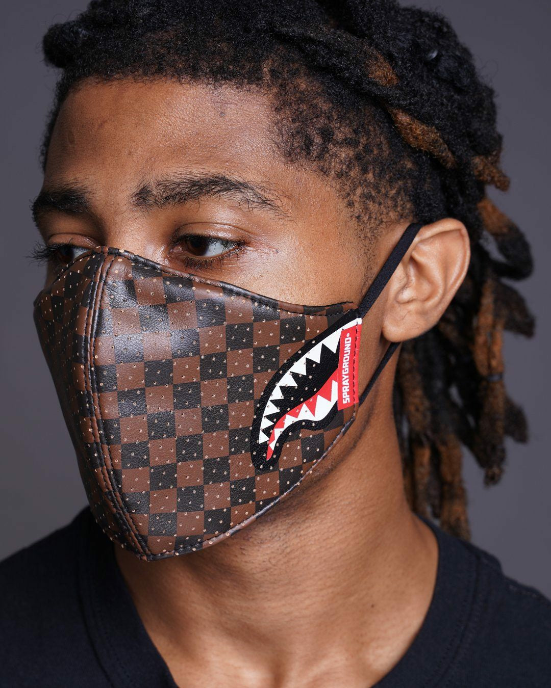 SHARKS IN PARIS VEGAN LEATHER FACE MASK | Sprayground Discount