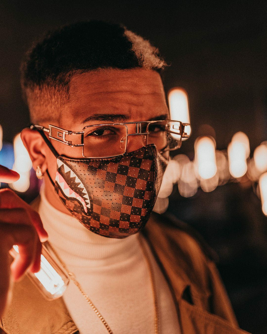 SHARKS IN PARIS VEGAN LEATHER FACE MASK | Sprayground Discount
