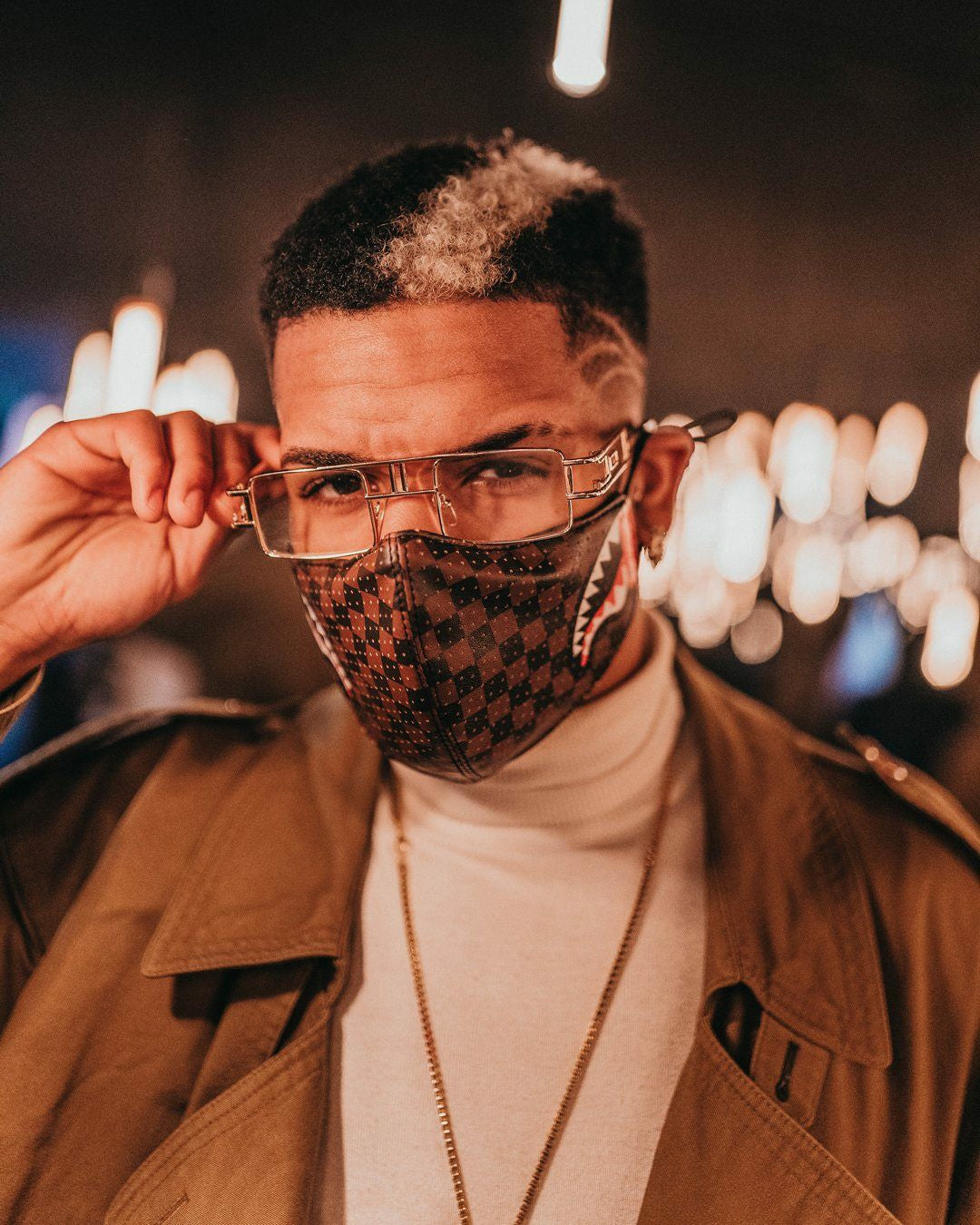 SHARKS IN PARIS VEGAN LEATHER FACE MASK | Sprayground Discount