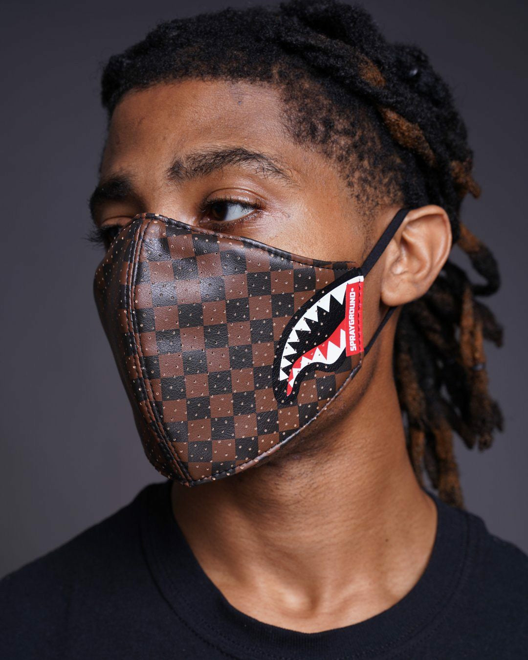 SHARKS IN PARIS VEGAN LEATHER FACE MASK | Sprayground Discount