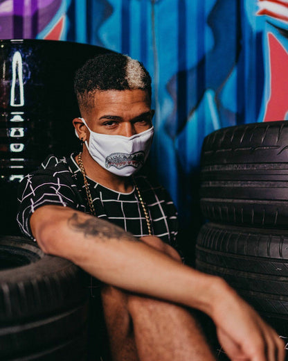 TRINITY DIAMOND SHARK (WHT) POLYESTER FACE MASK | Sprayground Online