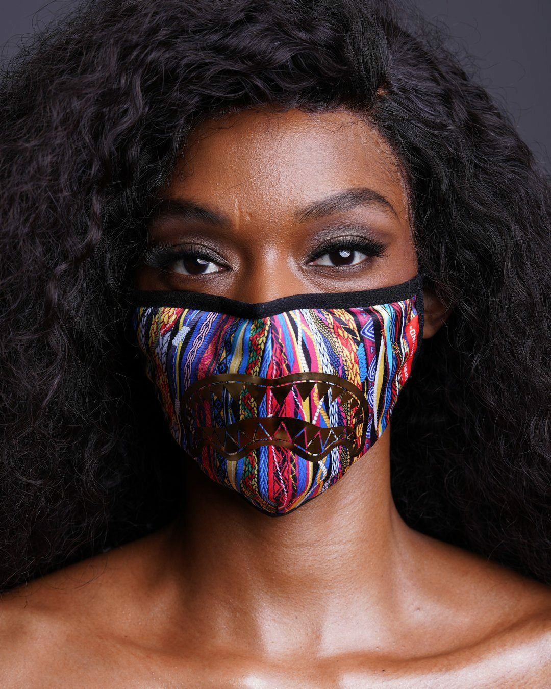 1994 GOLD METALLIC SHARK POLYESTER FACE MASK | Sprayground Near Me