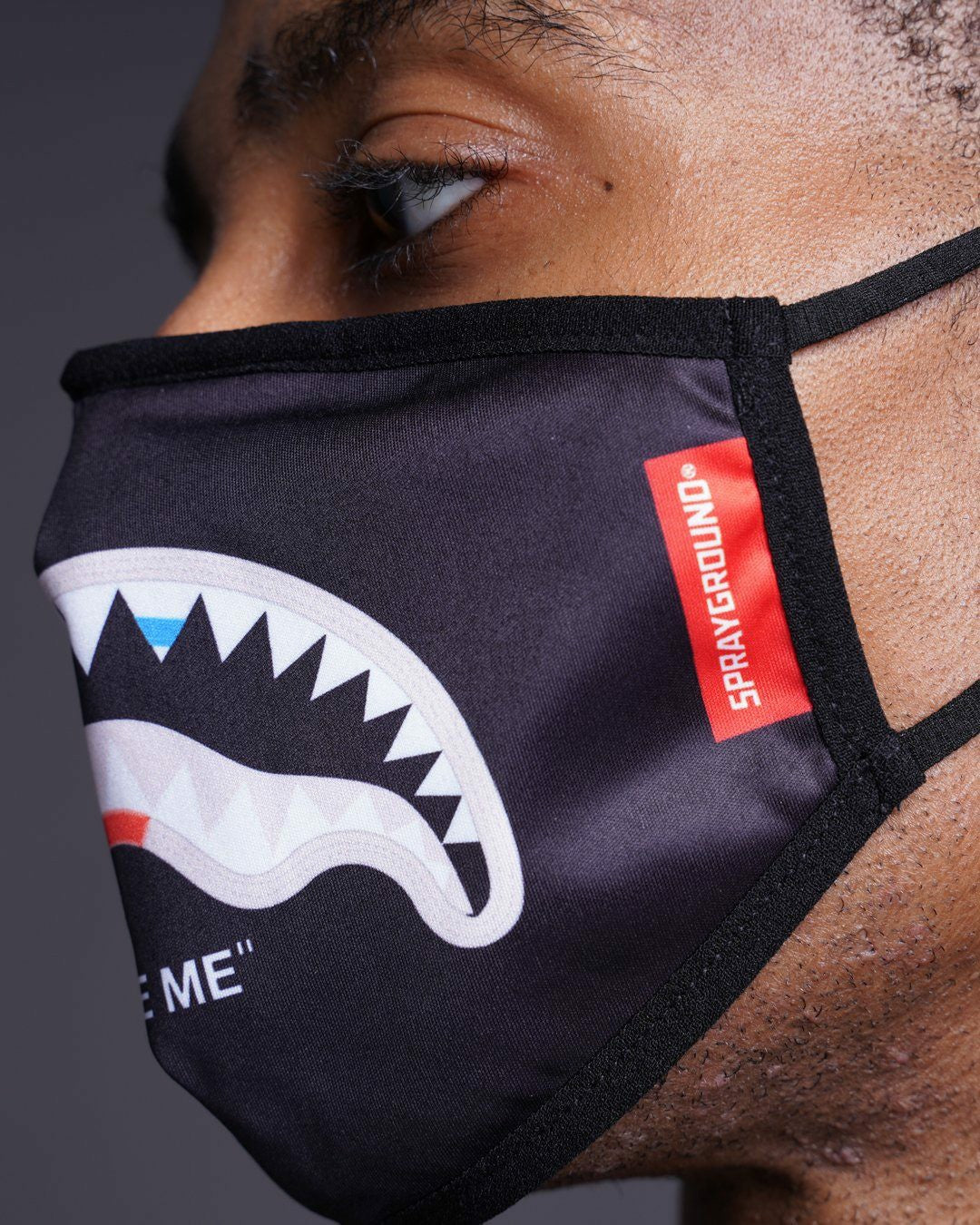 BITE ME SHARK (BLK) POLYESTER FACE MASK | Sprayground sale