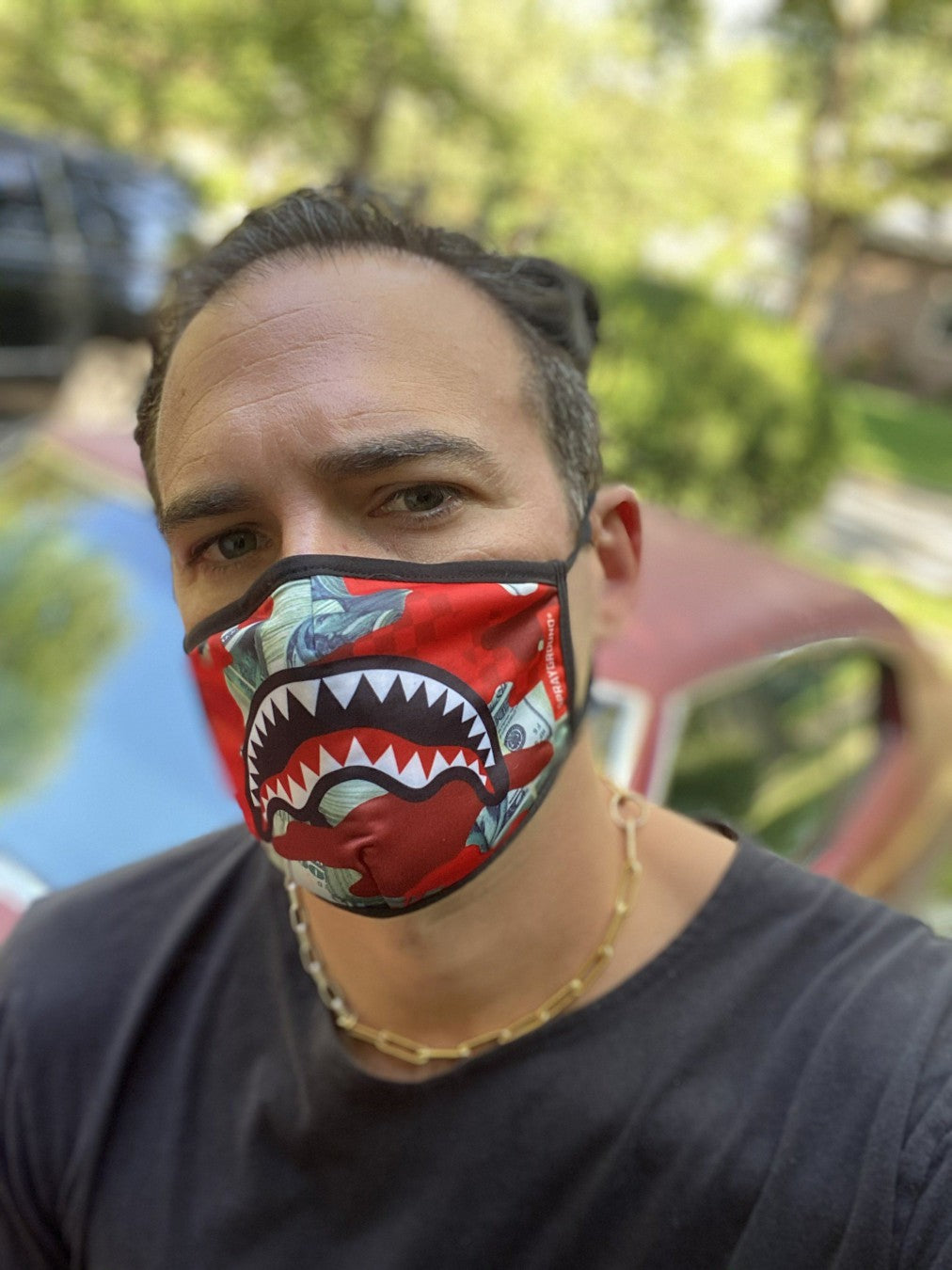 ADULT MONEY CAMO (RED) FORM-FITTING FACE MASK | Sprayground US