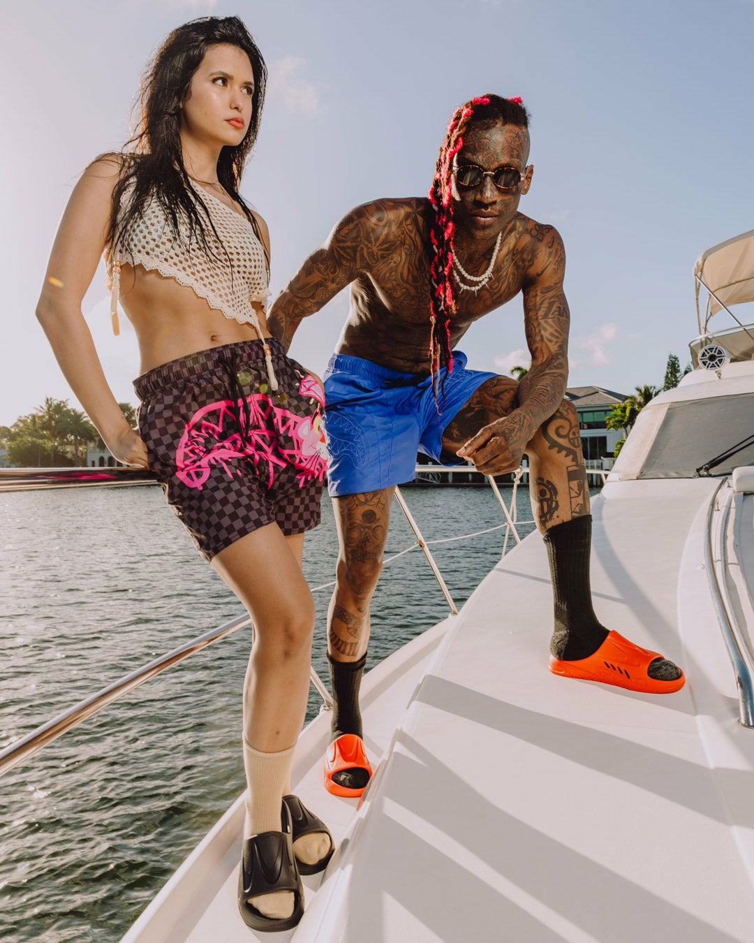 PINK PANTHER DIAMOND SHARK SWIM SHORTS | Sprayground for sale