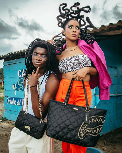NOIR QUILT GOLD CHAIN SHARK HANDBAG | Sprayground Clearance