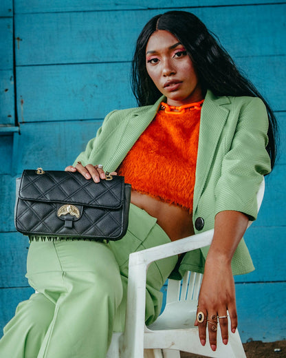 NOIR QUILT GOLD CHAIN SHARK HANDBAG | Sprayground Clearance