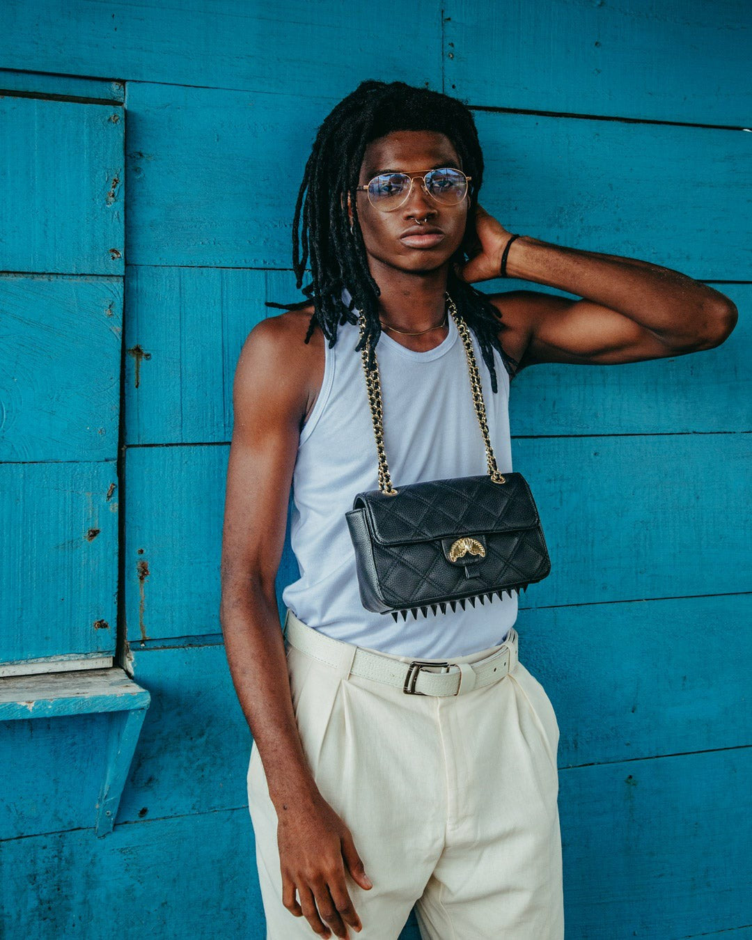 NOIR QUILT GOLD CHAIN SHARK HANDBAG | Sprayground Clearance