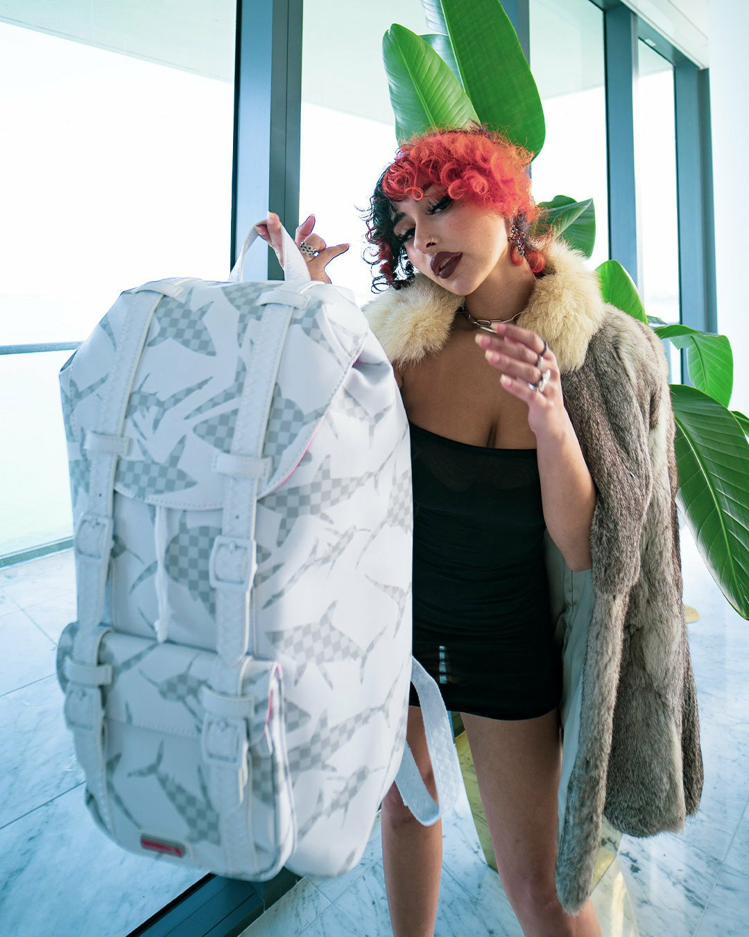 SHARK CHECK (WHITE) HILLS BACKPACK | Sprayground for sale