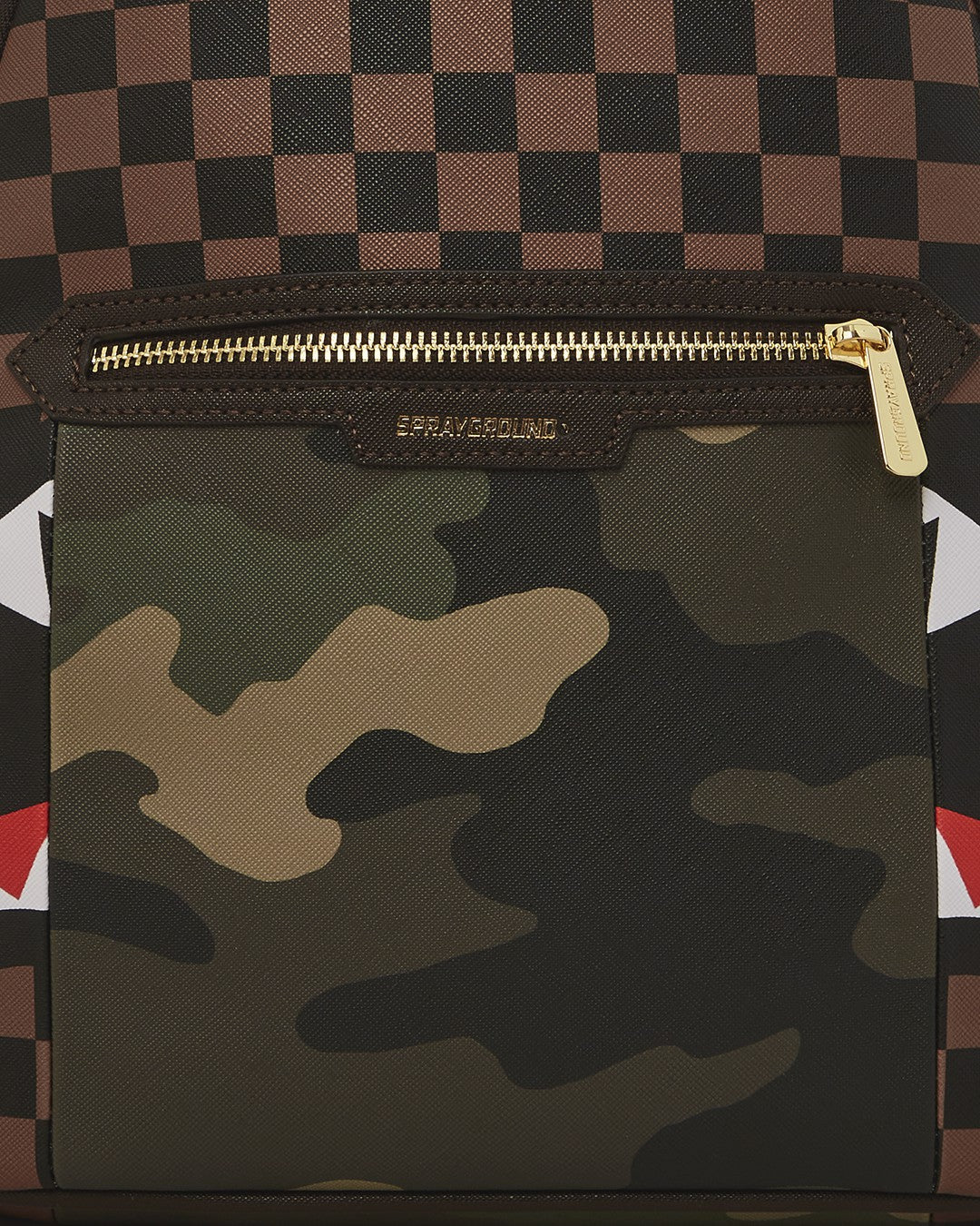EXTERIOR GOLD ZIP POCKET SHARKS IN PARIS SAVAGE BACKPACK | Sprayground Clearance