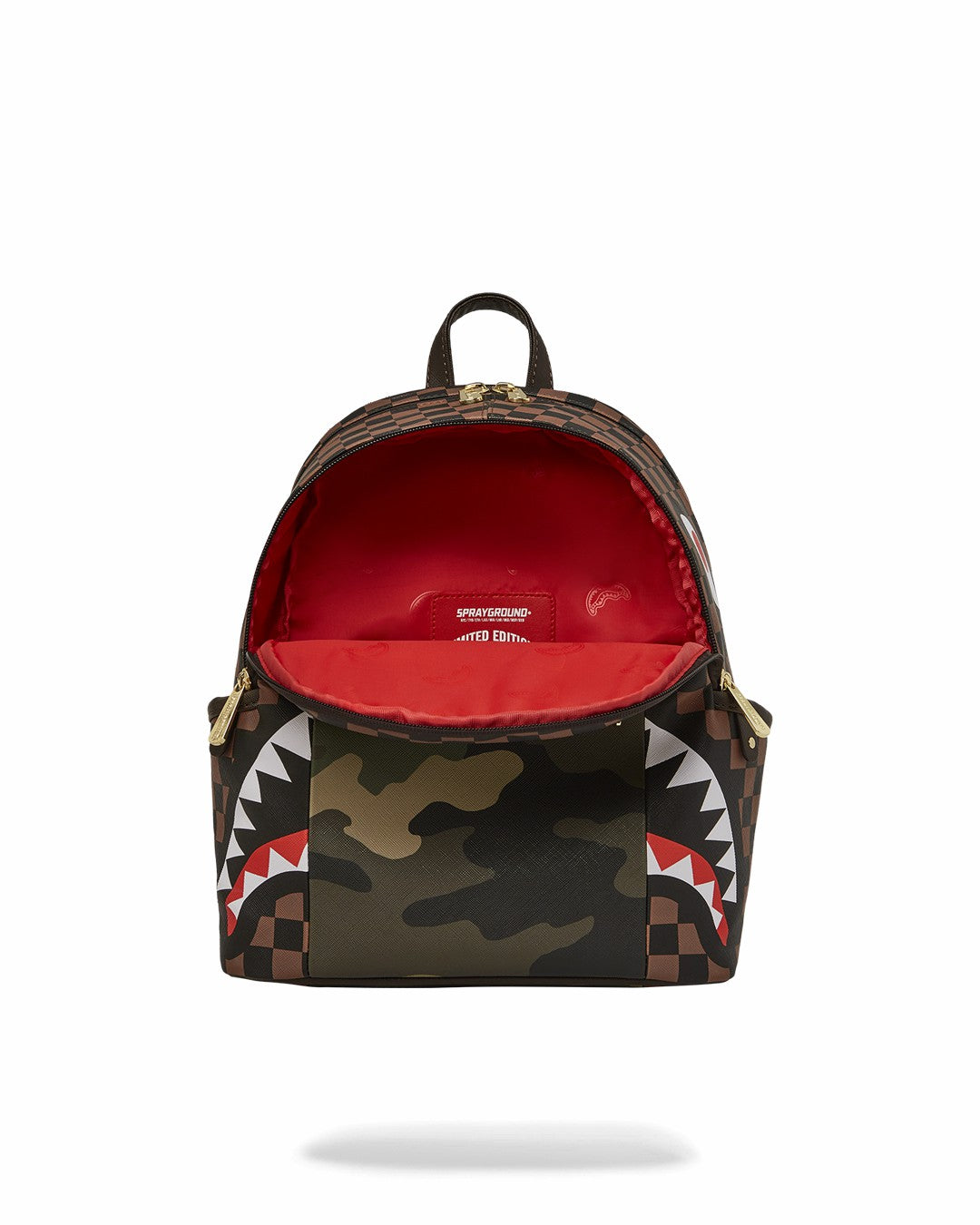 EXTERIOR GOLD ZIP POCKET SHARKS IN PARIS SAVAGE BACKPACK | Sprayground Clearance