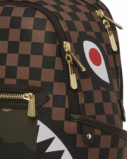 EXTERIOR GOLD ZIP POCKET SHARKS IN PARIS SAVAGE BACKPACK | Sprayground Clearance