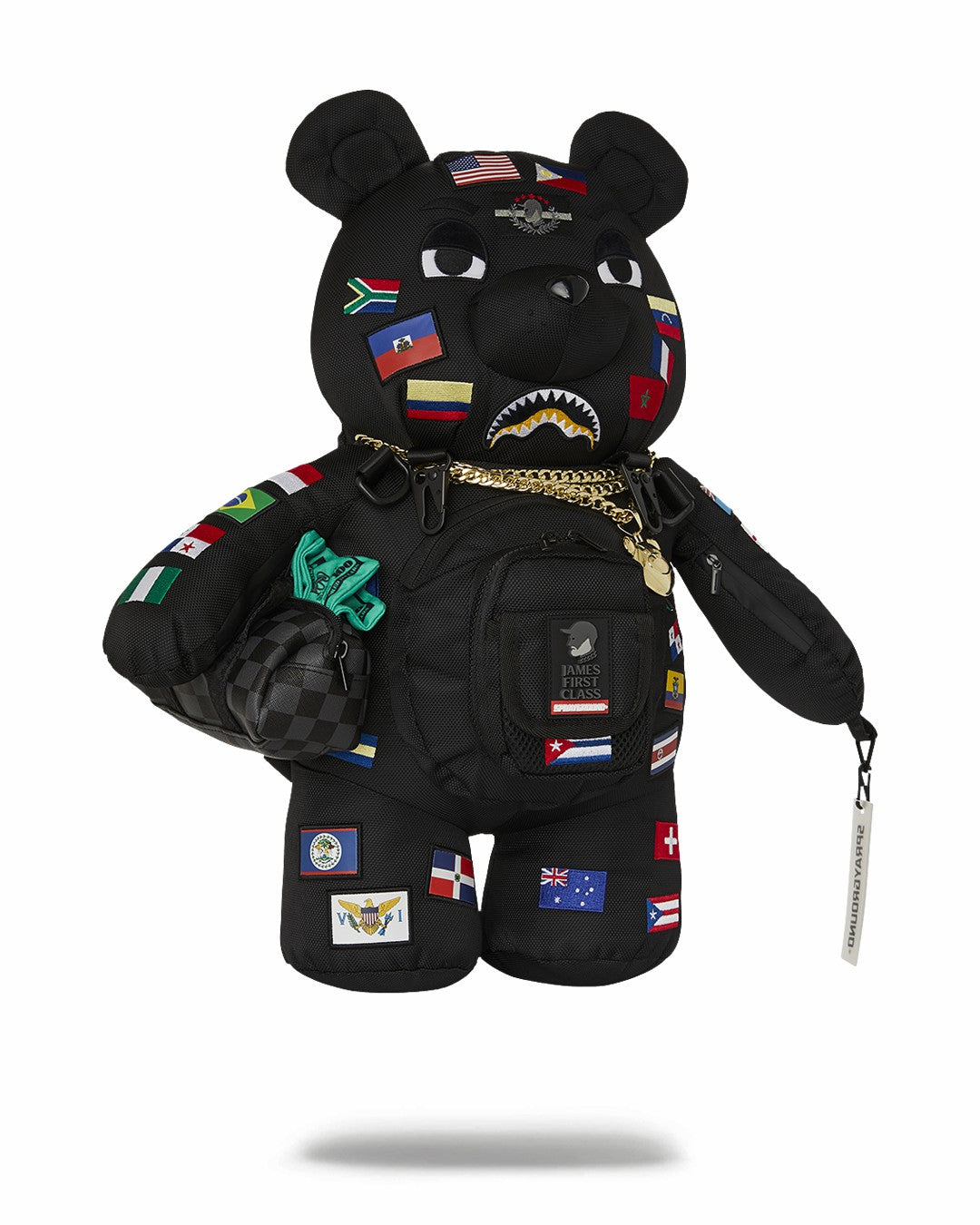 JAMES FIRST CLASS GLOBAL FLAGS MONEYBEAR BACKPACK | Sprayground for sale