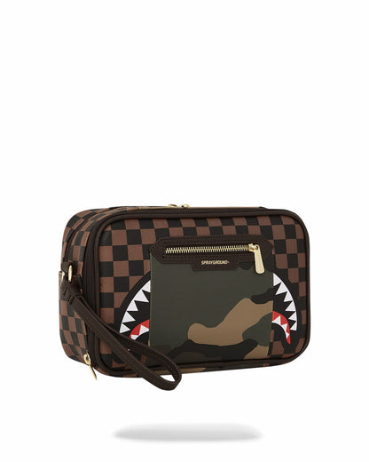 EXTERIOR GOLD ZIP POCKET SHARKS IN PARIS TOILETRY BRICKSIDE BAG | Sprayground US