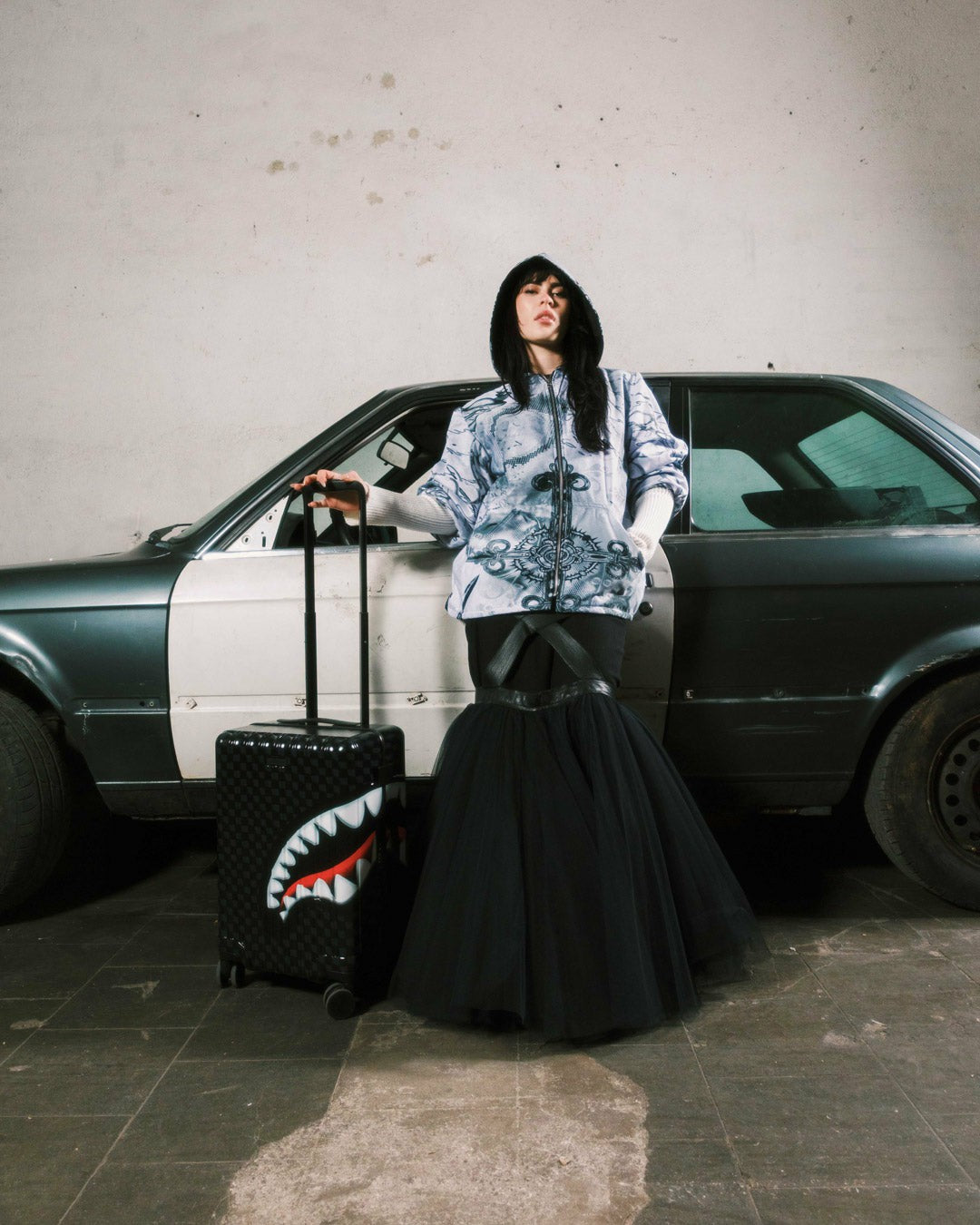 SHARKS IN PARIS HYPER PUFF CARRY-ON LUGGAGE | Sprayground for sale