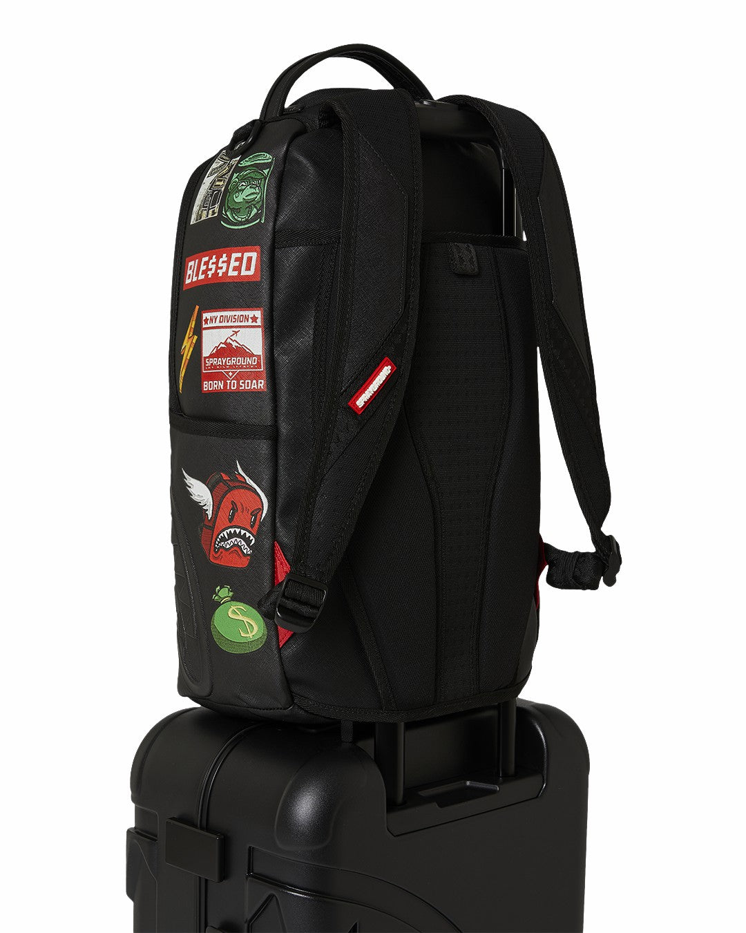 THE JOURNEY BEGINS SHARKITECTURE CARRY-ON LUGGAGE BLACK WITH EXTRA STI | Sprayground Discount