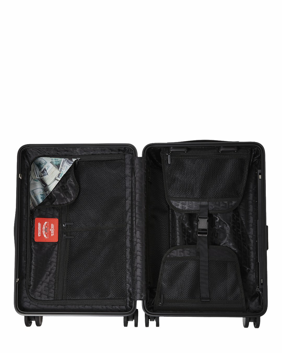 THE JOURNEY BEGINS SHARKITECTURE CARRY-ON LUGGAGE BLACK WITH EXTRA STI | Sprayground Discount