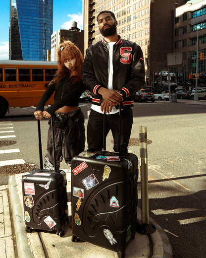 THE JOURNEY BEGINS SHARKITECTURE CARRY-ON LUGGAGE BLACK WITH EXTRA STI | Sprayground Discount