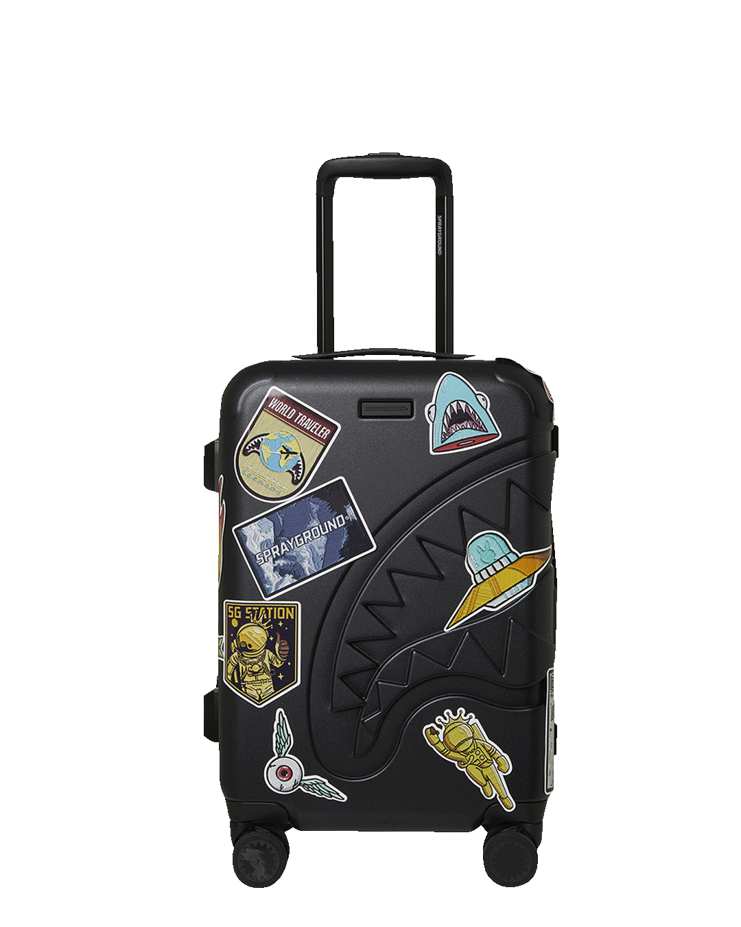 THE JOURNEY BEGINS SHARKITECTURE CARRY-ON LUGGAGE BLACK WITH EXTRA STI | Sprayground Discount
