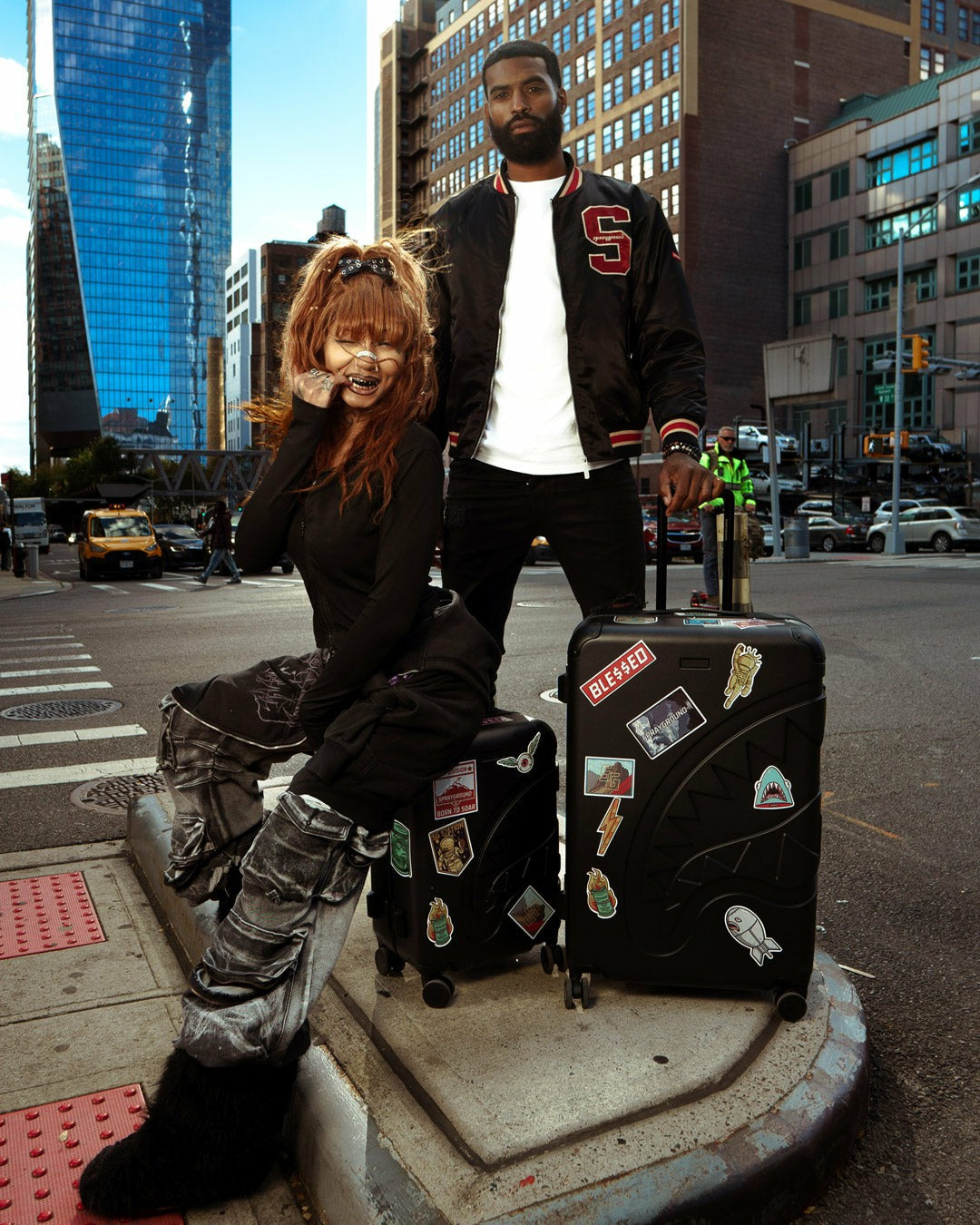 THE JOURNEY BEGINS SHARKITECTURE CARRY-ON LUGGAGE BLACK WITH EXTRA STI | Sprayground Discount