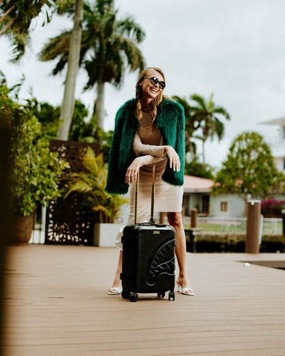 REALITY CHECK SHARKITECTURE CARRY-ON JETBLACK LUGGAGE (GOLD HARDWARE) | Sprayground sale