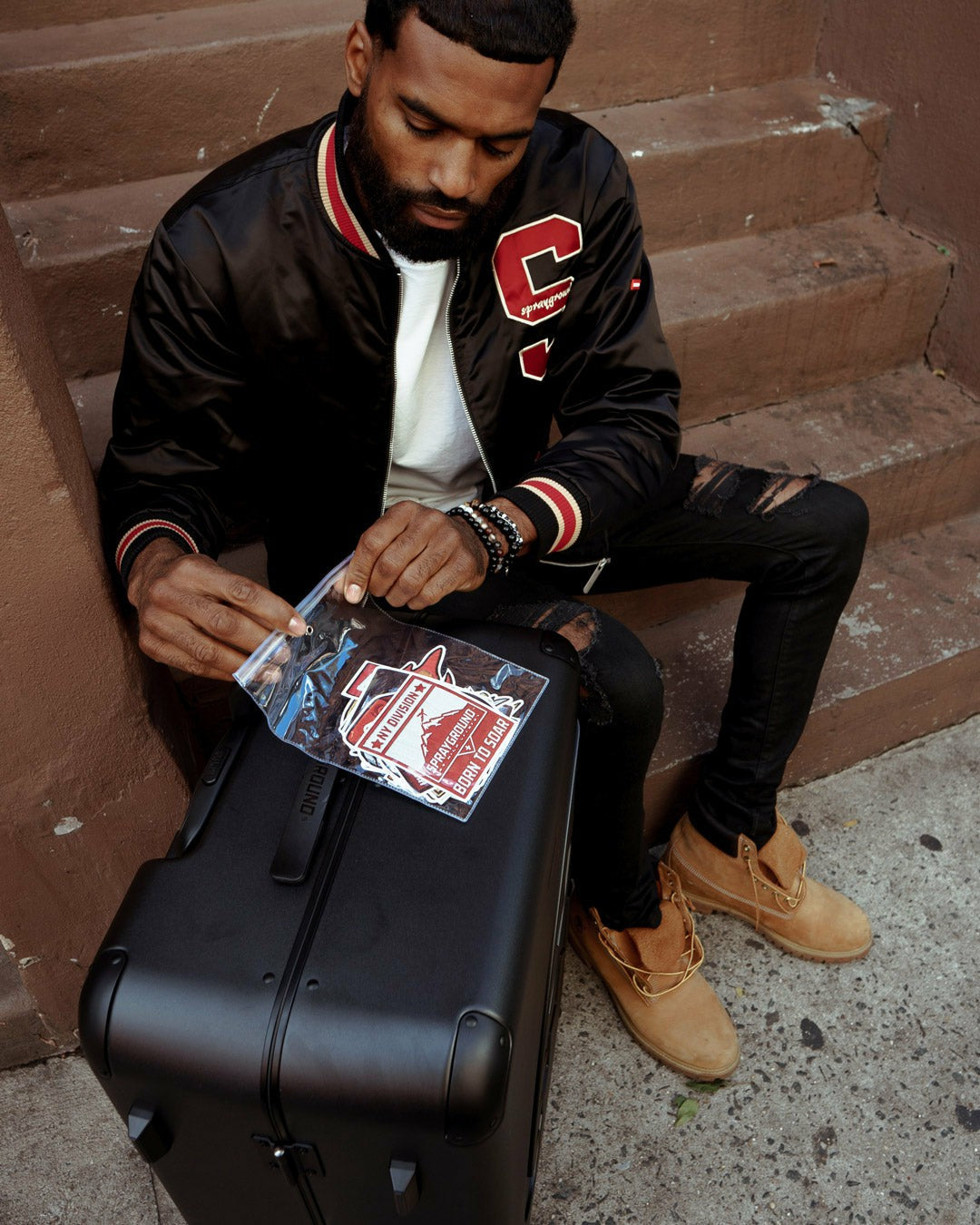 THE JOURNEY BEGINS SHARKITECTURE FULL-SIZE LUGGAGE | Sprayground for sale