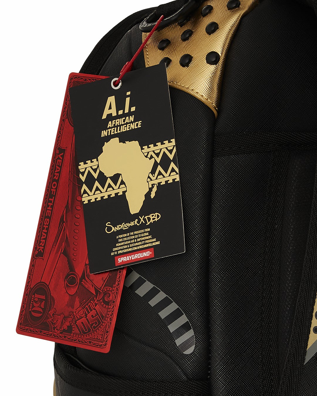 A.I. AFRICAN INTELLIGENCE SHARKS OF THE GOLD OCEAN BACKPACK - SANDFLOW | Sprayground US