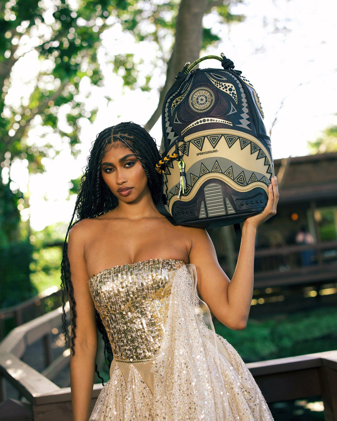 A.I. AFRICAN INTELLIGENCE SHARKS OF THE GOLD OCEAN BACKPACK - SANDFLOW | Sprayground US