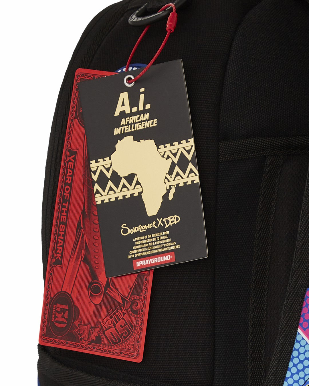 A.I. AFRICAN INTELLIGENCE BORN AND RAISED BACKPACK - SANDFLOWER COLLAB | Sprayground for sale