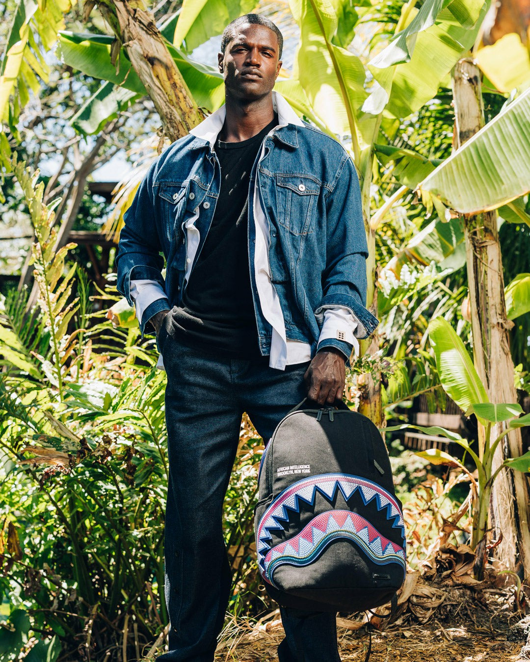 A.I. AFRICAN INTELLIGENCE BORN AND RAISED BACKPACK - SANDFLOWER COLLAB | Sprayground for sale