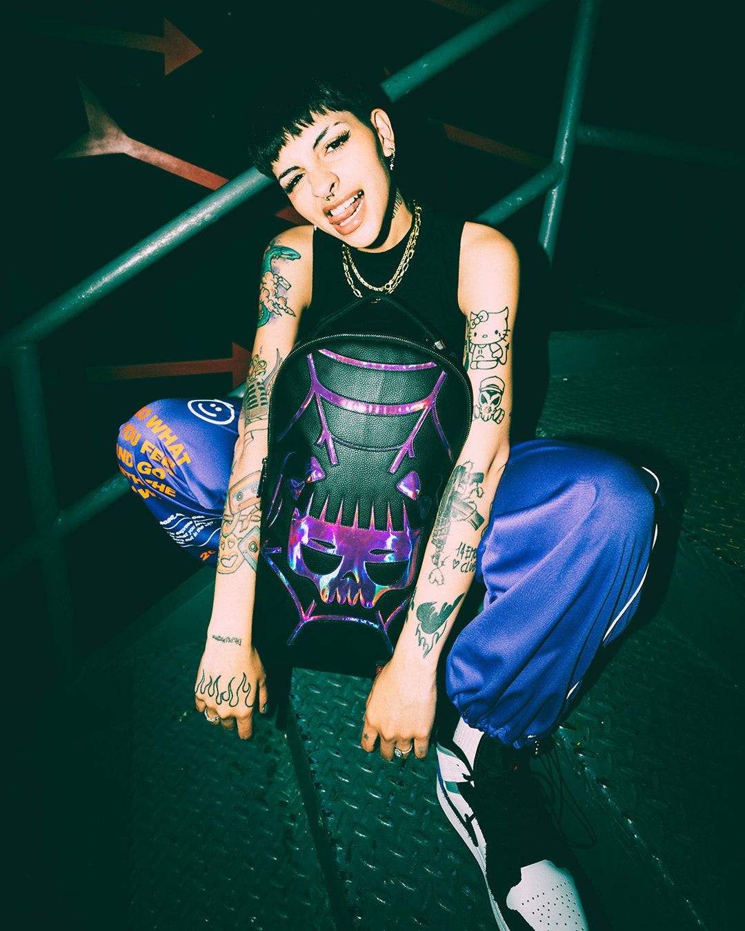 CAZZU IRIDESCENT CUT & SEW SPIDER SKULL SHARK BACKPACK (DLXV) | Sprayground US