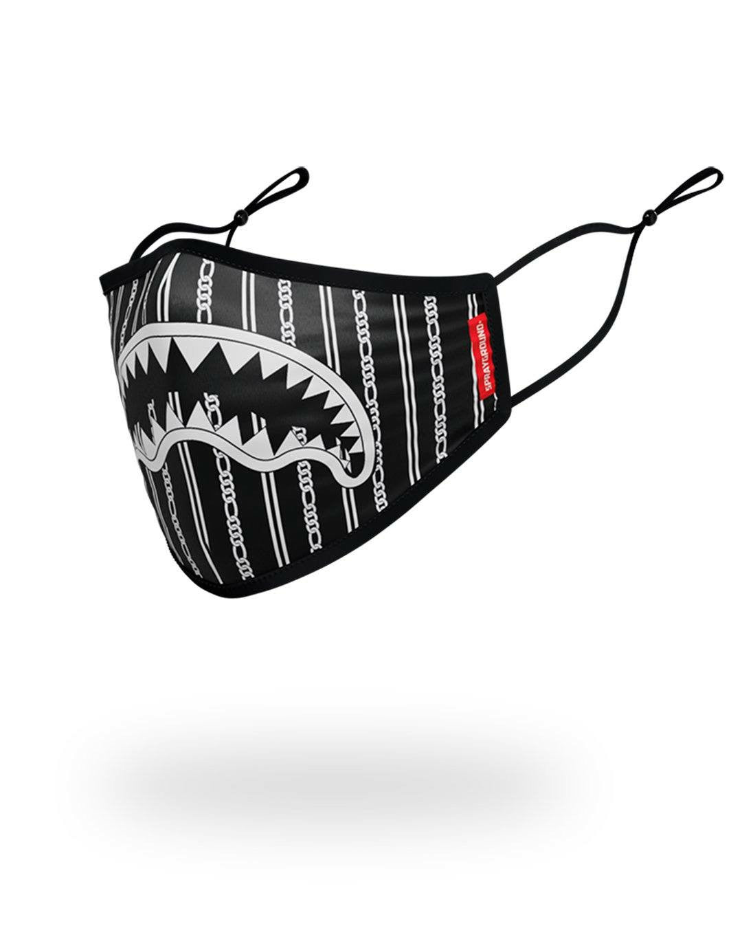 ADULT REVERSE SHARKS IN PARIS (BLACK) FORM FITTING FACE MASK | Sprayground Near Me