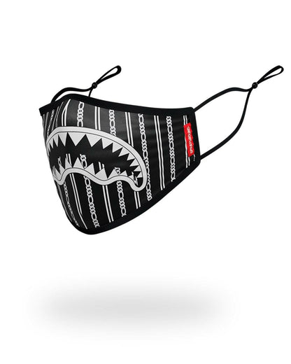 ADULT REVERSE SHARKS IN PARIS (BLACK) FORM FITTING FACE MASK | Sprayground Near Me