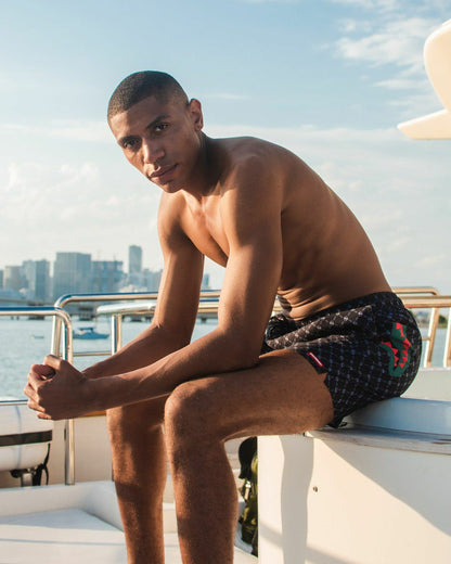 MIDNIGHT MONEY PATTERN SHOTO SWIM TRUNKS | Sprayground Discount
