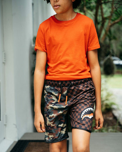 KIDS CHECKS & CAMO SWIM TRUNKS | Sprayground for sale